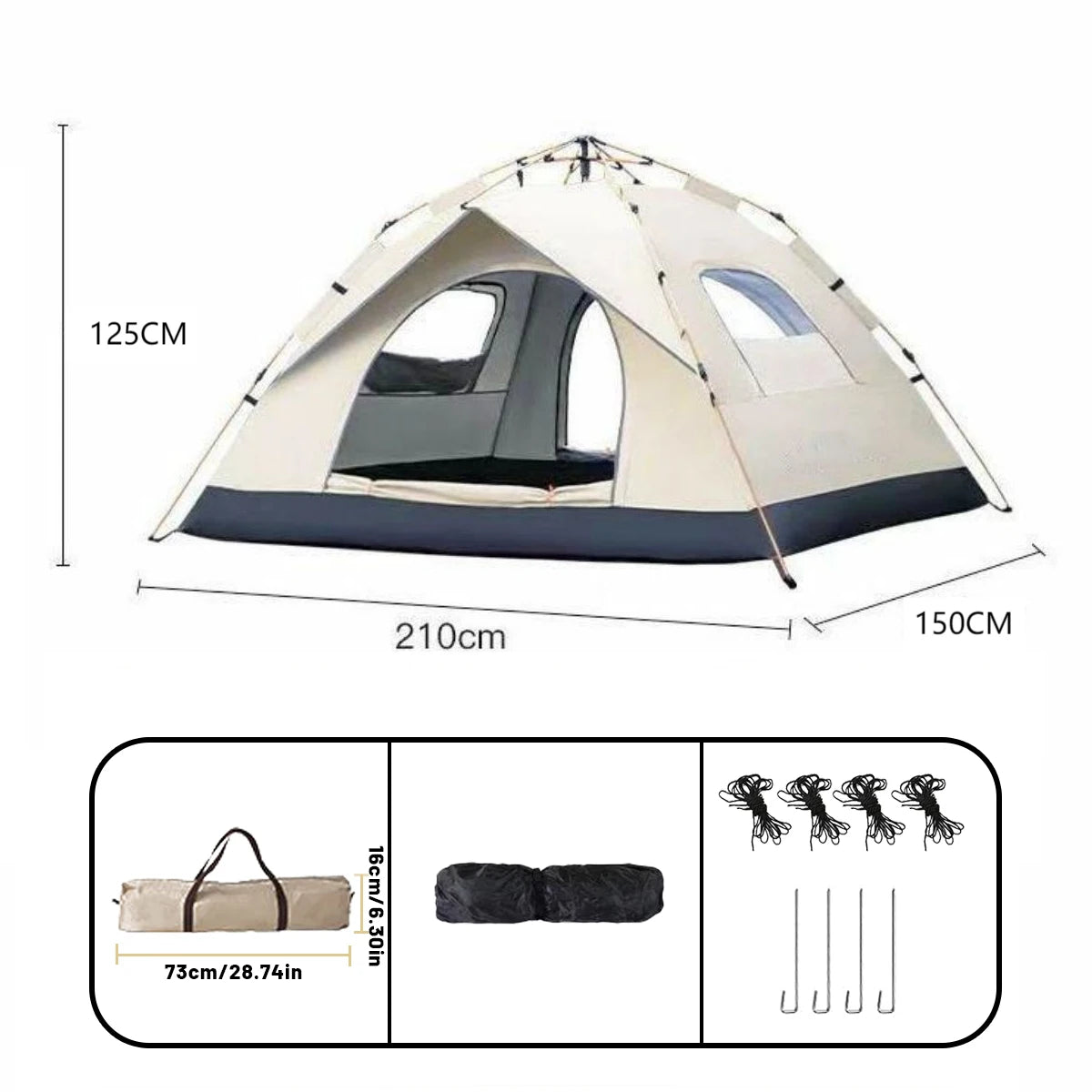 Auto Pop-Up Camping Tent – 4 Person Waterproof Outdoor Shelter