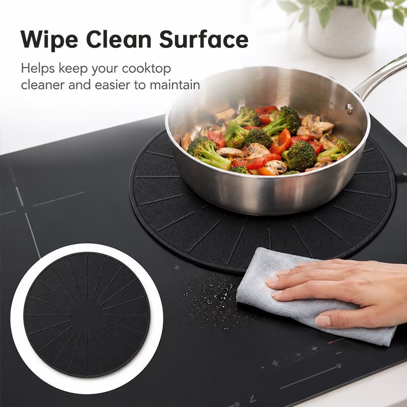 Heat Resistant Round Induction Cooker Mat, Silicone Fiberglass Non-Slip Scratch Proof Protection Pad