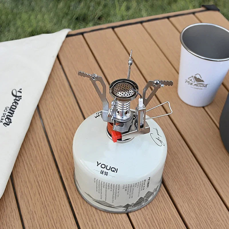 Ultralight Portable Camping Stove – Compact Backpacking Gas Burner with Piezo Ignition