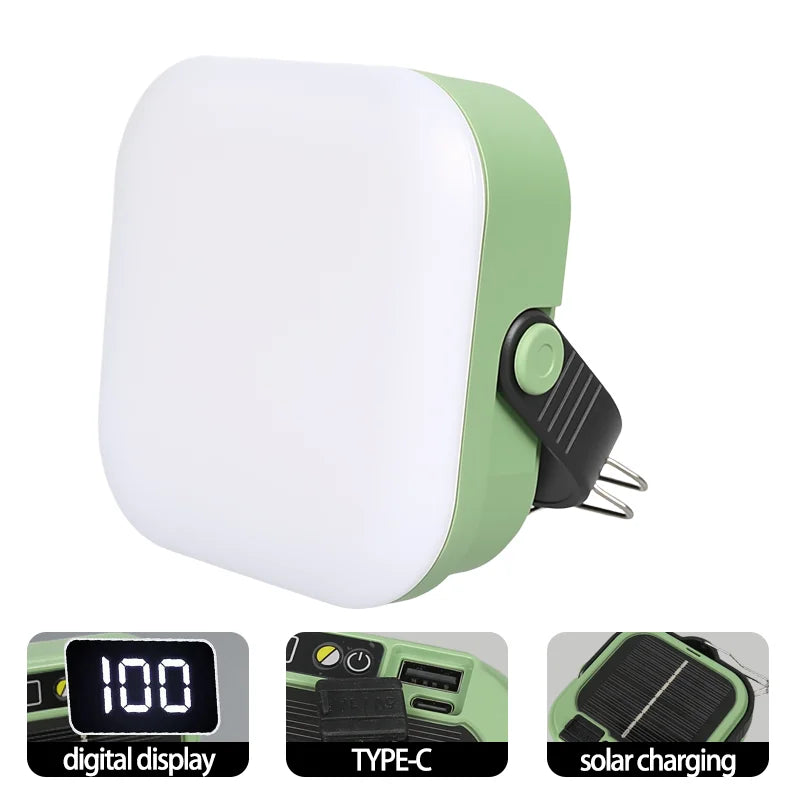 Solar LED Camping Lantern – 1000LM Foldable 6-Mode Emergency Light & Power Bank