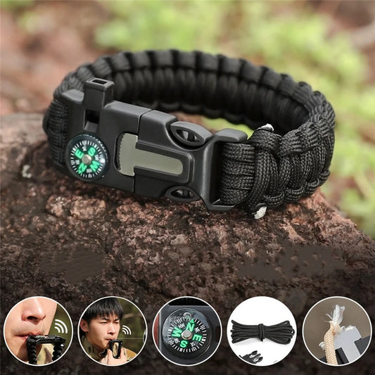 Paracord Survival Bracelet – Compass, Whistle & Thermometer | 15+ Colors