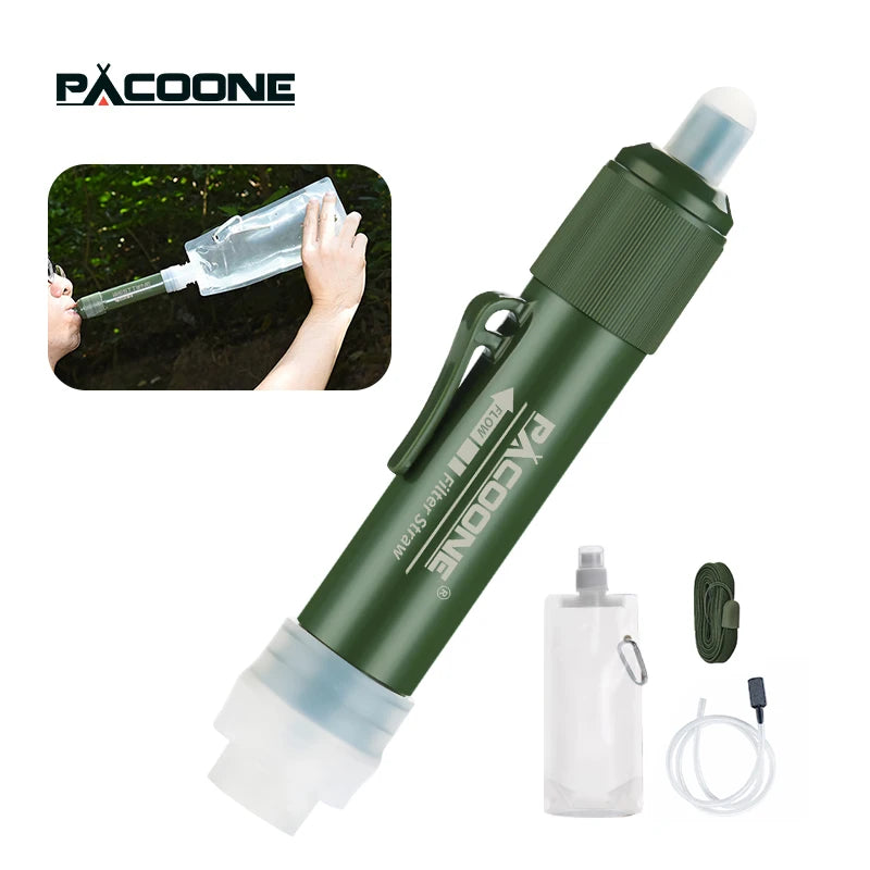 Portable Water Filter Straw – Survival Purifier for Camping, Hiking & Emergency