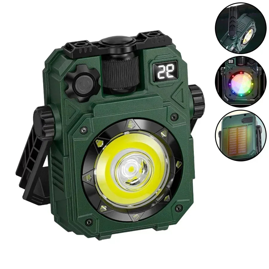 Solar LED Camping Lantern – 1000LM Foldable 6-Mode Emergency Light & Power Bank