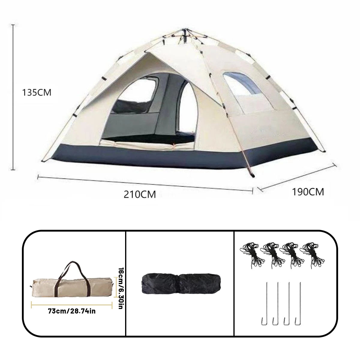 Auto Pop-Up Camping Tent – 4 Person Waterproof Outdoor Shelter