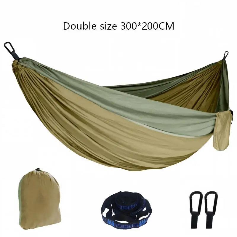 Double Camping Hammock – Anti-Rollover Nylon Hammock with Straps | Camping & Backyard