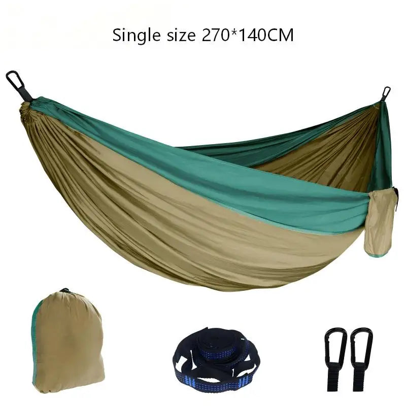 Double Camping Hammock – Anti-Rollover Nylon Hammock with Straps | Camping & Backyard