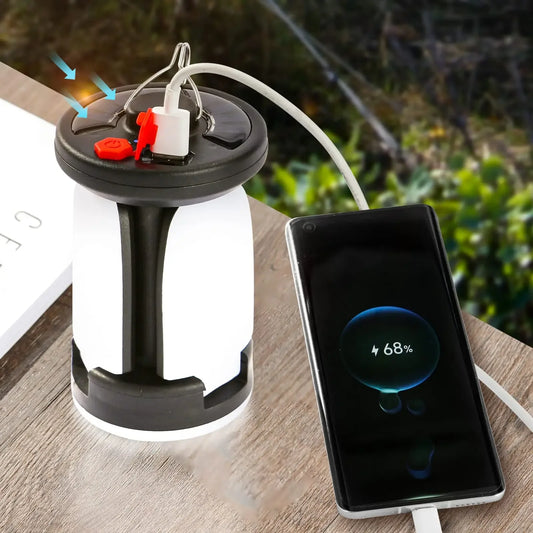Solar LED Camping Lantern – 1000LM Foldable 6-Mode Emergency Light & Power Bank