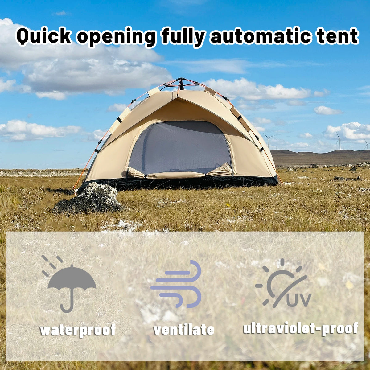 Auto Pop-Up Camping Tent – 4 Person Waterproof Outdoor Shelter